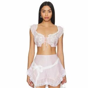 NWT Yuhan Wang Lace Ruffled Top in Pink, size L